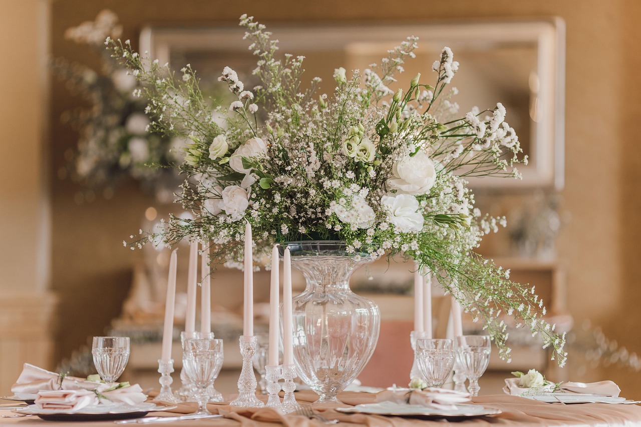 Reception Centerpieces by Southwick MA florist Evergreen Events